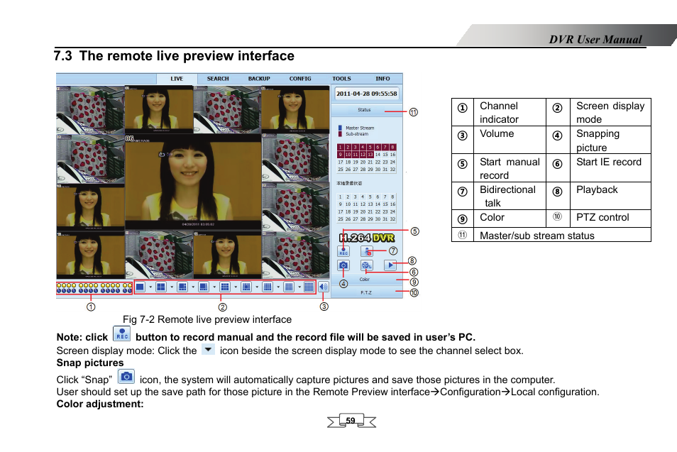 The remote live preview interface, 3 the remote live preview interface | LT Security LTD2432MD User Manual | Page 65 / 110