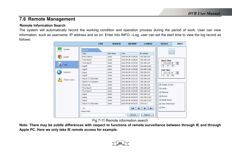 Remote management, Remote information search, 6 remote management | LT Security LTD2432MD User Manual | Page 75 / 110