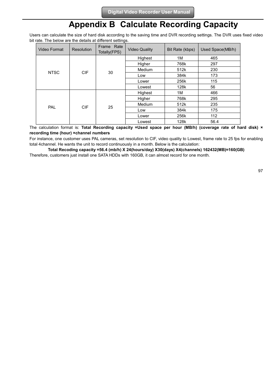Appendix b calculate recording capacity | LT Security LTD7904 User Manual | Page 103 / 106