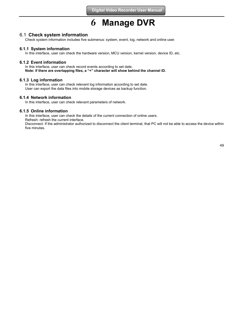 Manage dvr | LT Security LTD7904 User Manual | Page 55 / 106