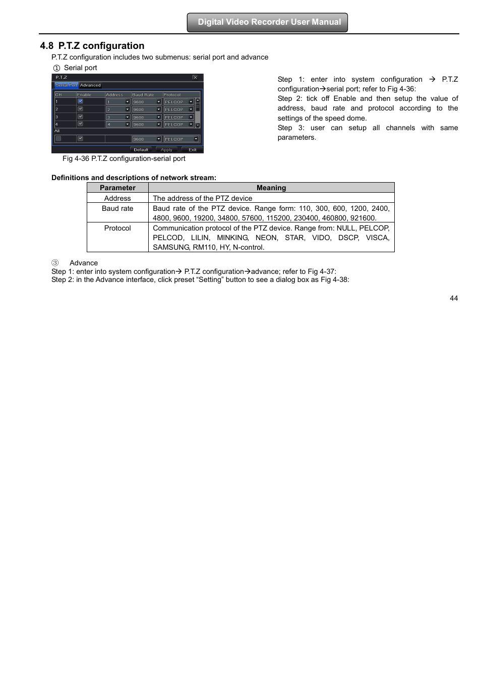 8 p.t.z configuration | LT Security LTD2508FD User Manual | Page 50 / 111