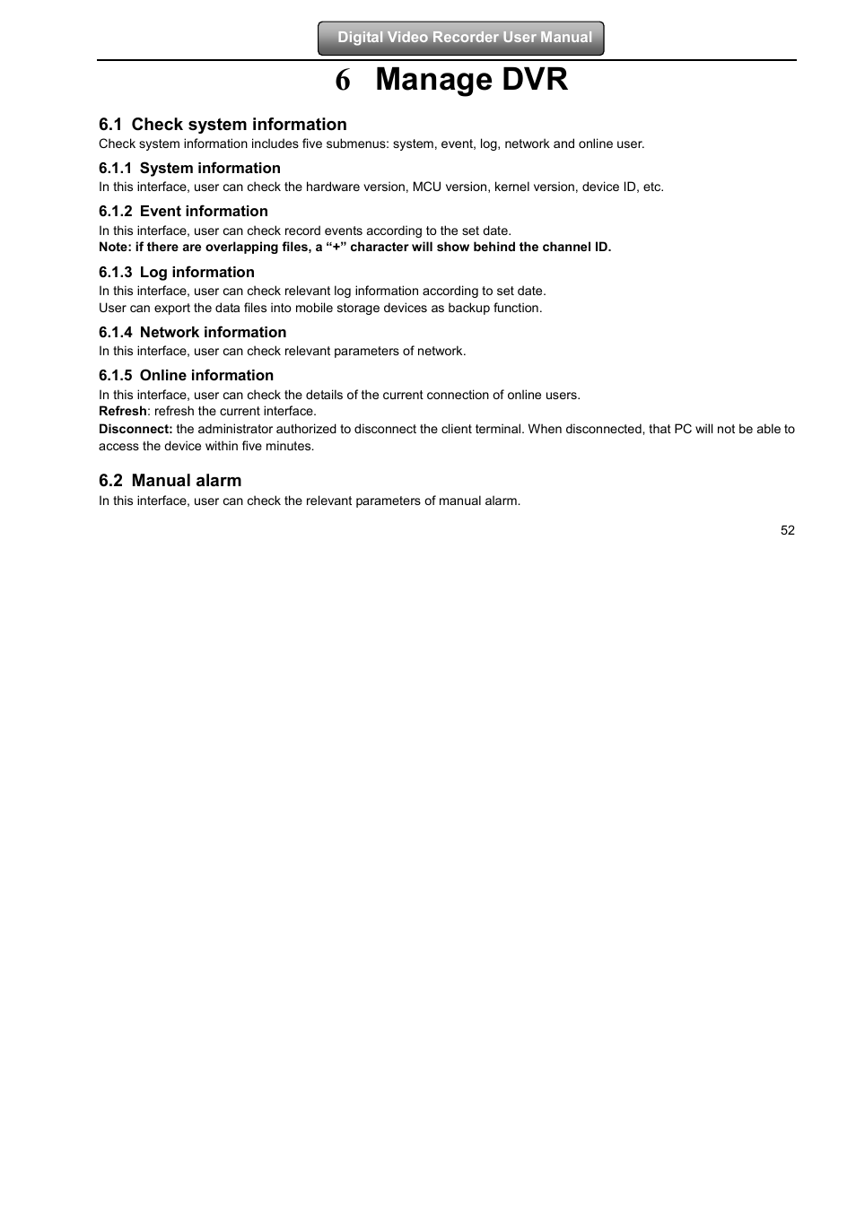 6 manage dvr | LT Security LTD2508FD User Manual | Page 58 / 111