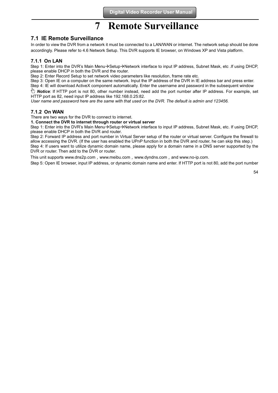 7 remote surveillance, 1 ie remote surveillance | LT Security LTD2508FD User Manual | Page 60 / 111