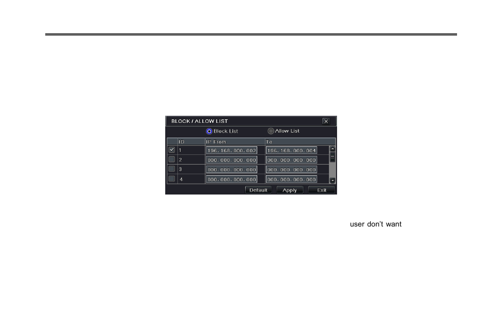 1 reset, 2 import/export, 3 block/allow list | LT Security LTD2316ME User Manual | Page 53 / 114