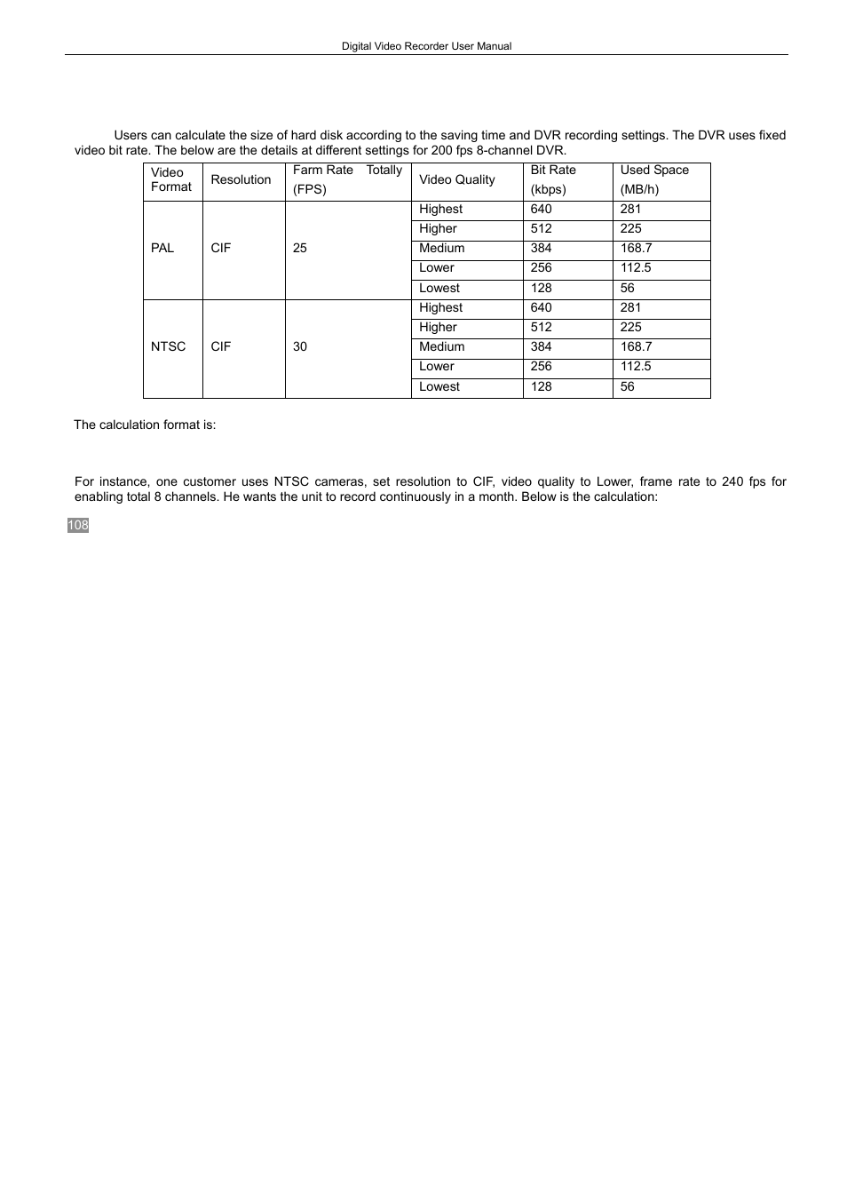 Appendix b, Calculation of recording capacity | LT Security LTD2408-2416 User Manual | Page 114 / 119