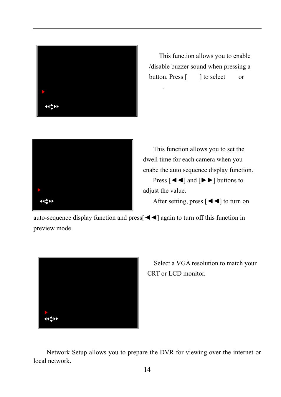 19 miscellaneous setup - keypad tones, 20 miscellaneous setup – seq.dwell time, 21 miscellaneous setup - vga setup | 22 network setup, User manual | LT Security LTD911M6KIT2 User Manual | Page 15 / 27