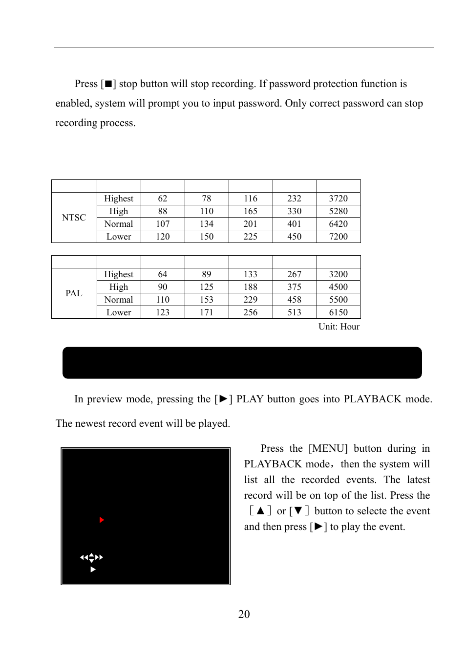 3 stop recording, 4 estimated recording length, Chapter 7: playback | 3 stop recording 6.4 estimated recording length | LT Security LTD911M6KIT2 User Manual | Page 21 / 27