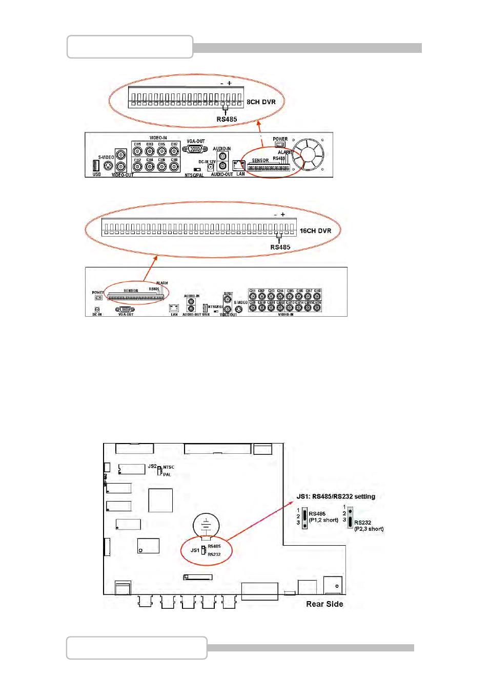 Rs485/rs232 selection, 4 ch triplex dvr | LT Security LTD831J5 User Manual | Page 21 / 92