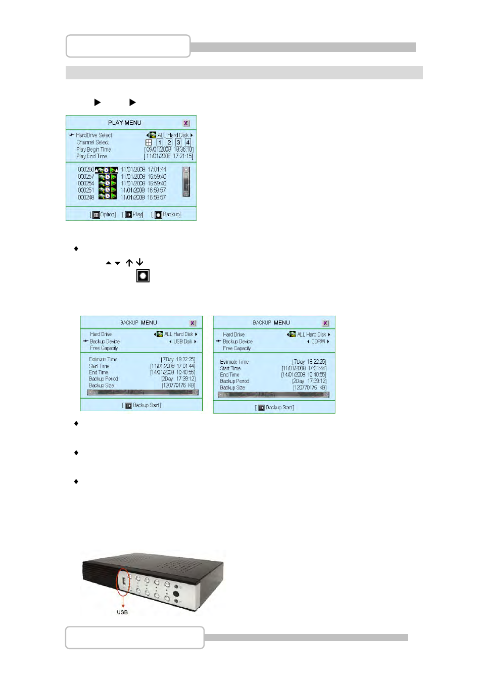 Data, Backup, Data backup by usb | Backup by usb | LT Security LTD831J5 User Manual | Page 60 / 92