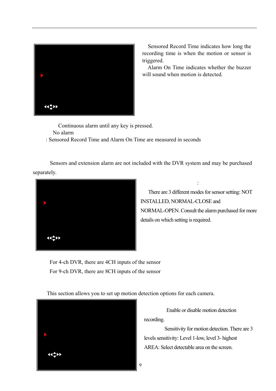 User manual, Sensor setup, H/w sensor setup | Motion detector setup | LT Security LTD9056M6 User Manual | Page 11 / 29