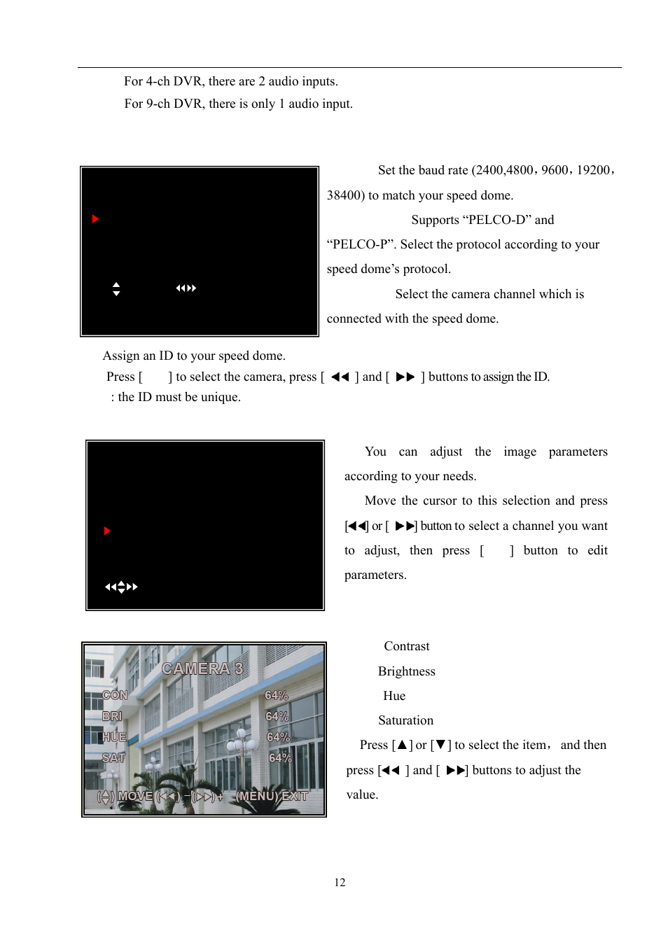 User manual, Miscellaneous setup - ptz setup, Miscellaneous setup - image parameters | LT Security LTD9056M6 User Manual | Page 14 / 29