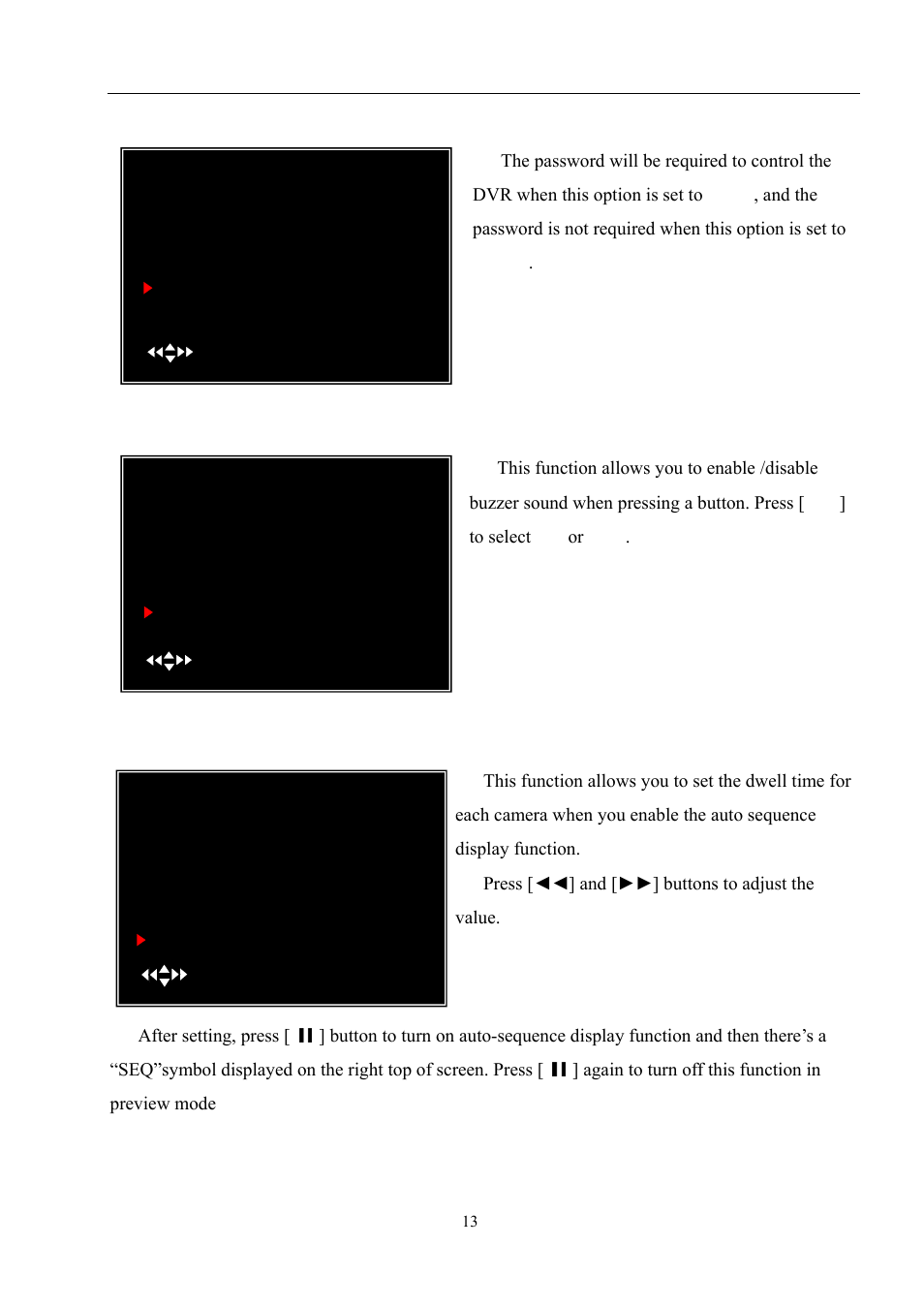 User manual, Miscellaneous setup - password enable, Miscellaneous setup - keypad tones | Miscellaneous setup - sequence dwell time | LT Security LTD9056M6 User Manual | Page 15 / 29