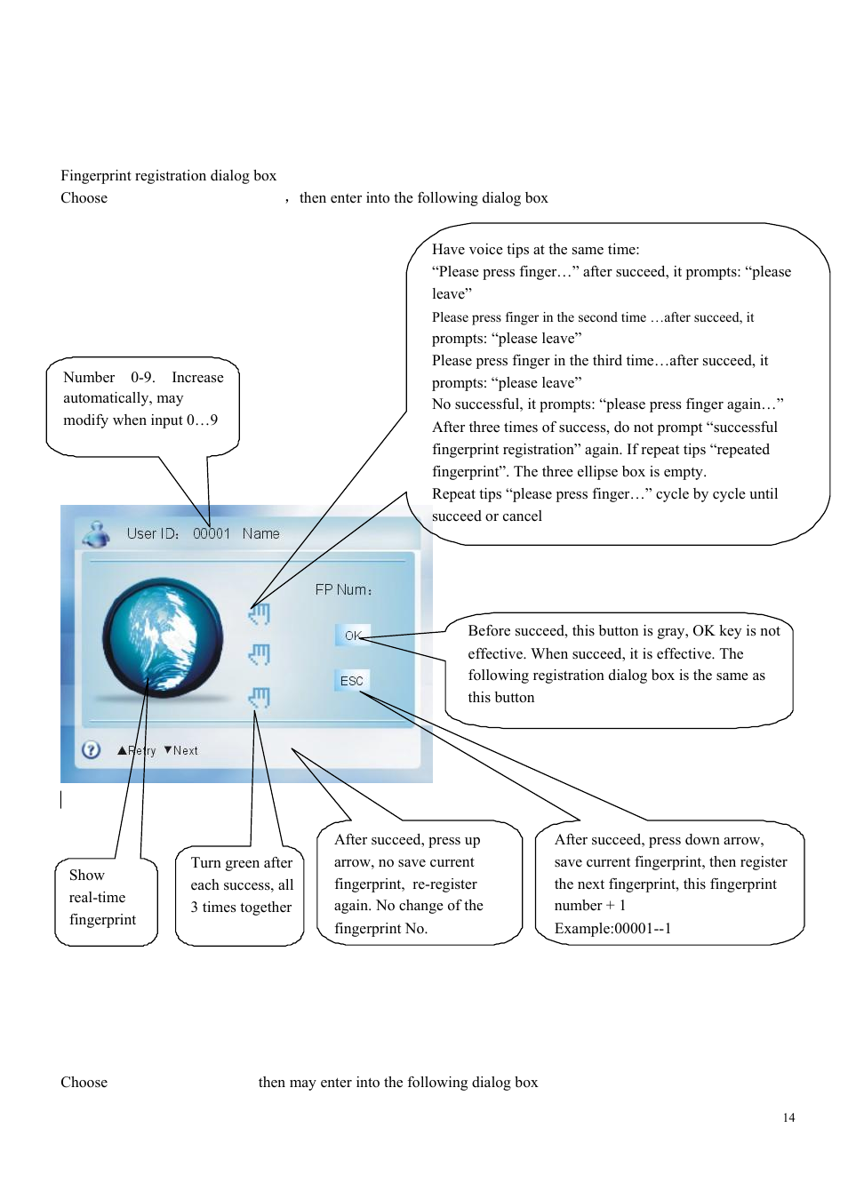 Fingerprint registration, Id (mifare) card registration | LT Security LTAL5300PM User Manual | Page 13 / 41