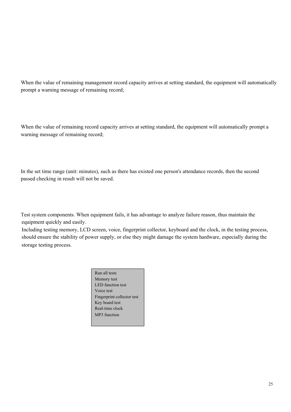 5 recording settings, 6 automatic detection, 3access control function settings | Management recording alarm (alarm), Checking recording alarm (alarm), Repeat affirmed time | LT Security LTAL5300PM User Manual | Page 24 / 41