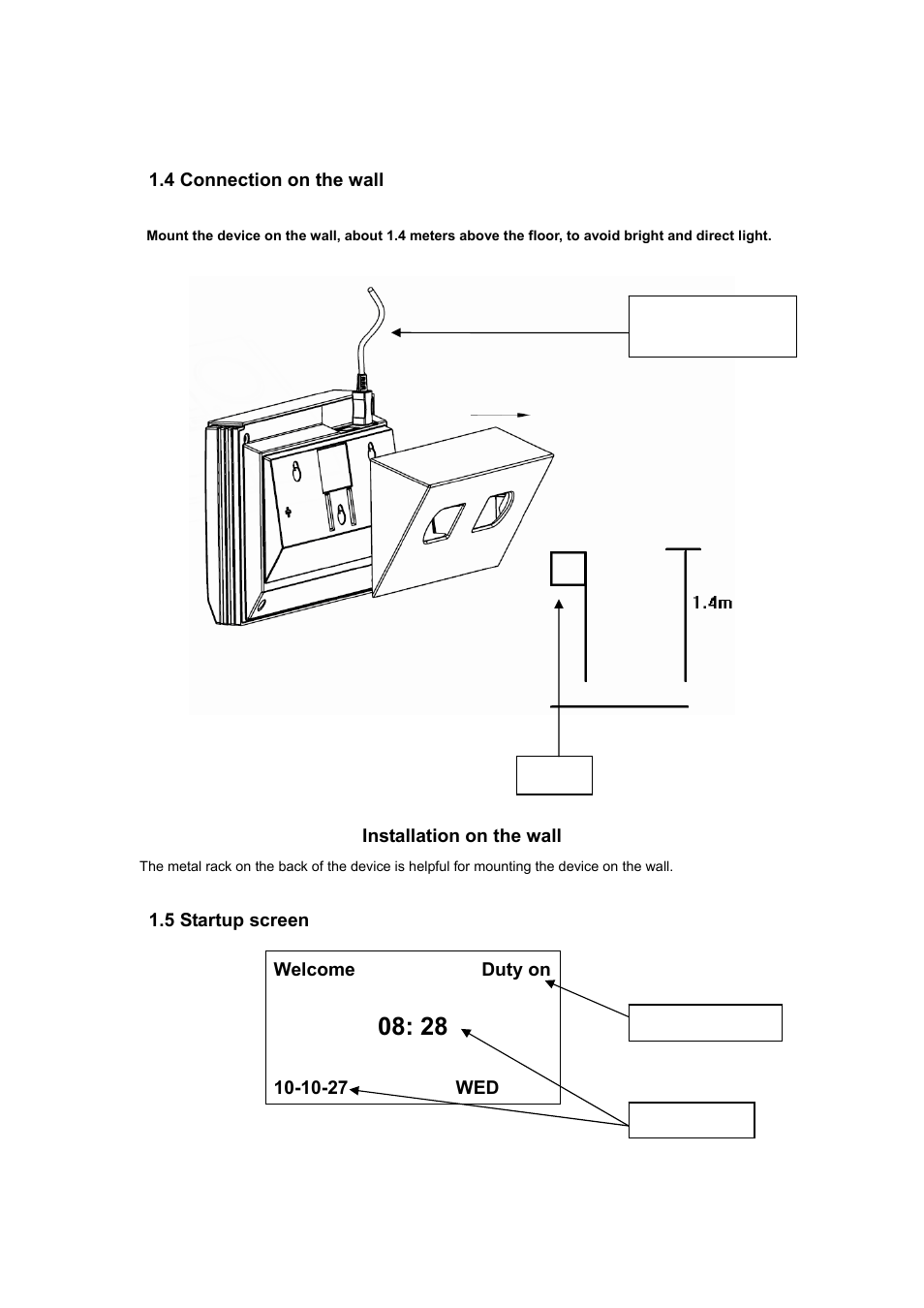 4 connection on the wall 1.5 startup screen | LT Security LTAL130PM User Manual | Page 3 / 12