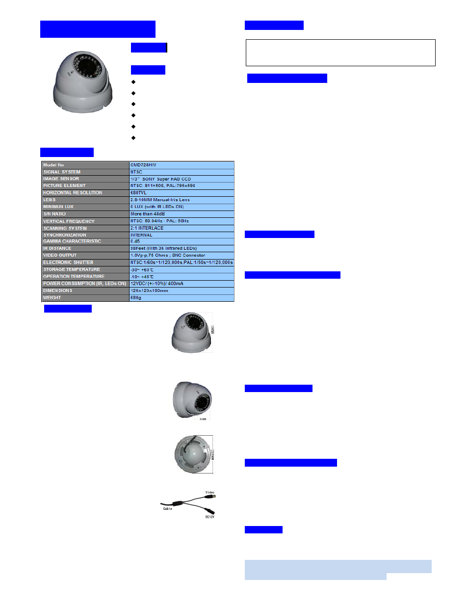 LT Security CMD728HW User Manual | 2 pages