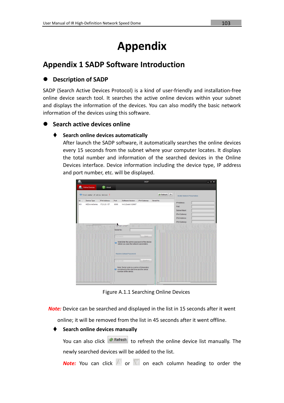 Appendix, Ppendix, Sadp | Oftware, Ntroduction, Appendix 1 sadp software introduction | LT Security IPPTZ762 User Manual | Page 104 / 107