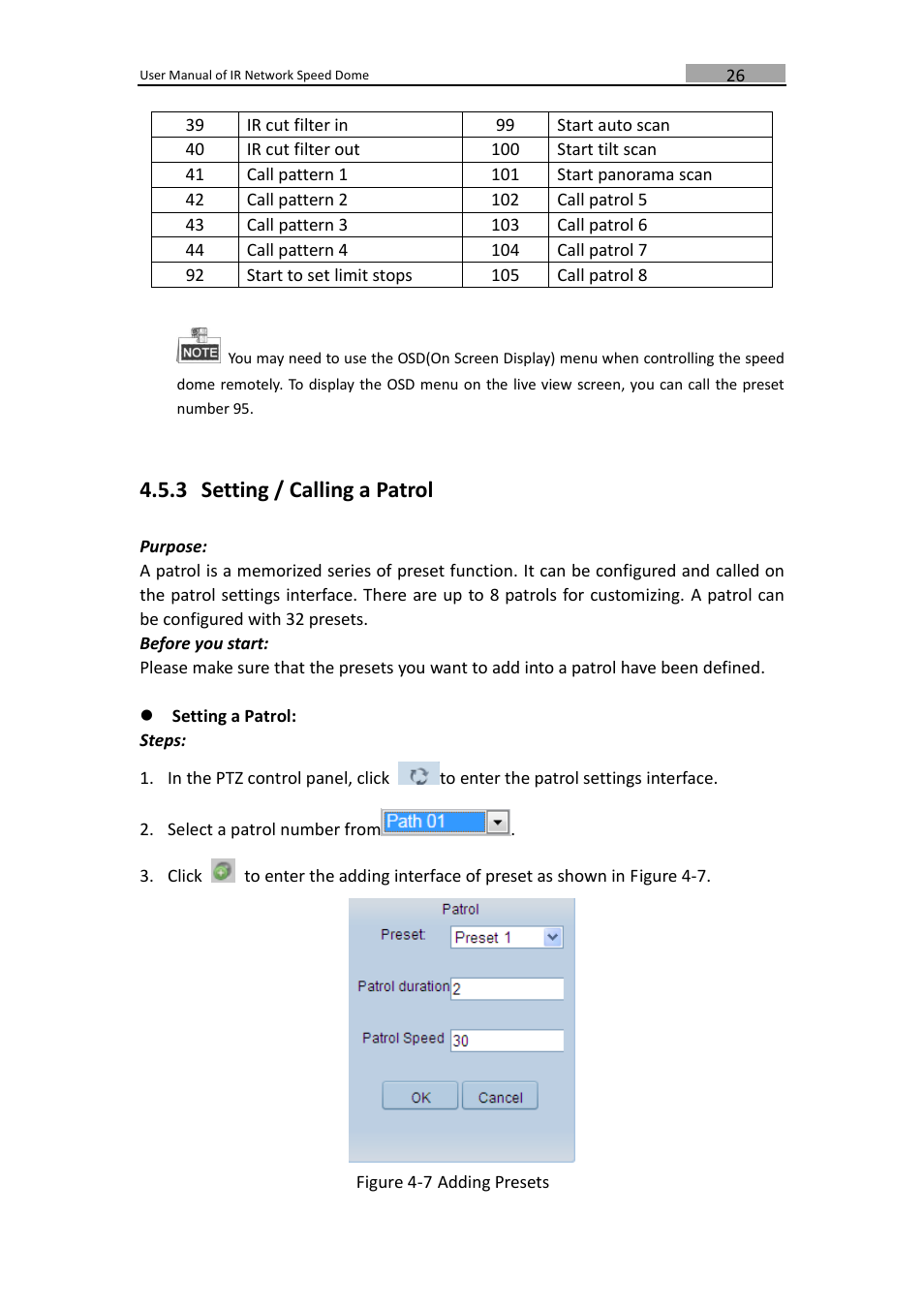 Setting / calling a patrol, 3 setting / calling a patrol | LT Security IPPTZ762 User Manual | Page 27 / 107