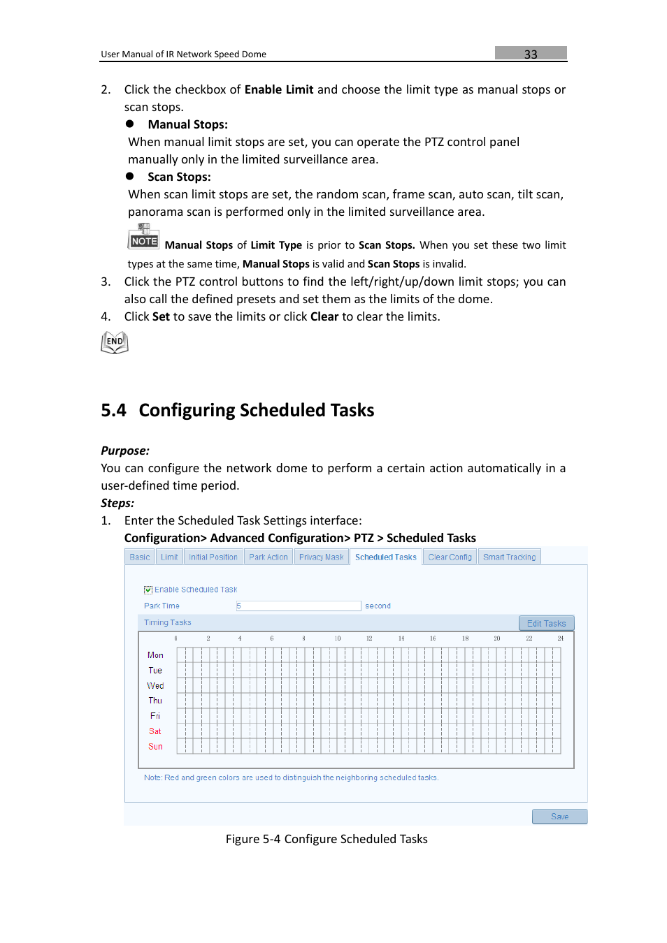 Onfiguring, Cheduled, Asks | 4 configuring scheduled tasks | LT Security IPPTZ762 User Manual | Page 34 / 107