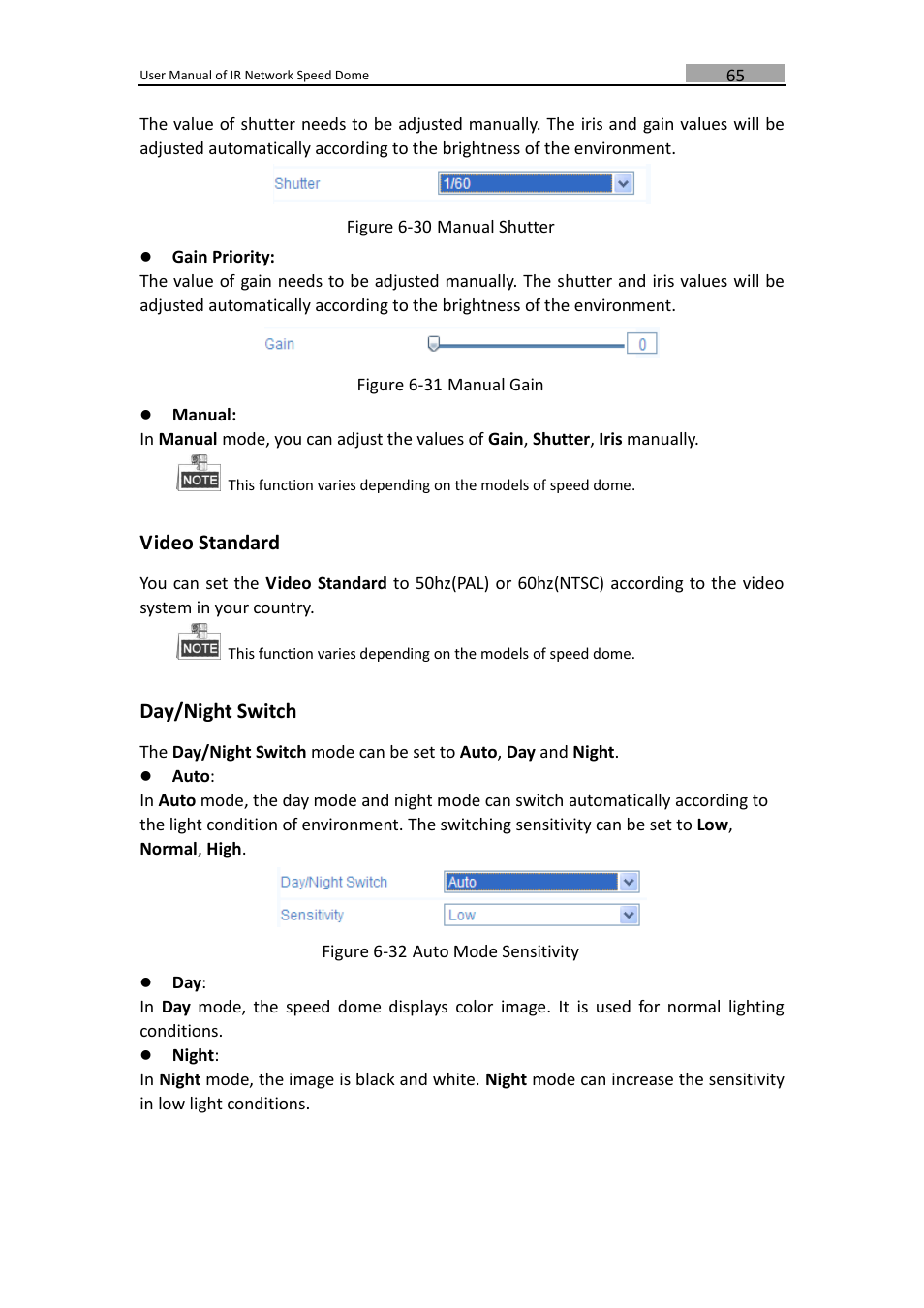 Video standard, Day/night switch | LT Security IPPTZ762 User Manual | Page 66 / 107