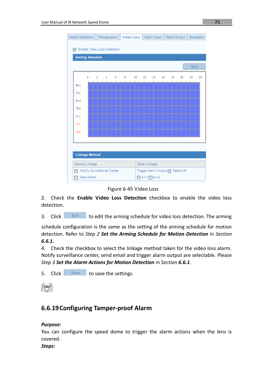 Configuring tamper-proof alarm, 19 configuring tamper-proof alarm | LT Security IPPTZ762 User Manual | Page 76 / 107