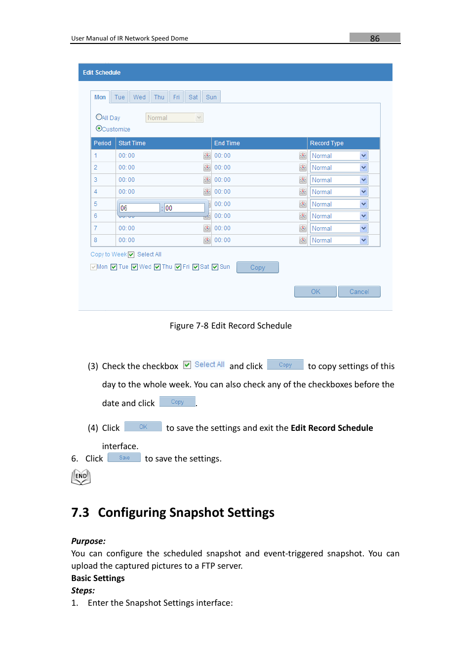 Onfiguring, Napshot, Ettings | 3 configuring snapshot settings | LT Security IPPTZ762 User Manual | Page 87 / 107