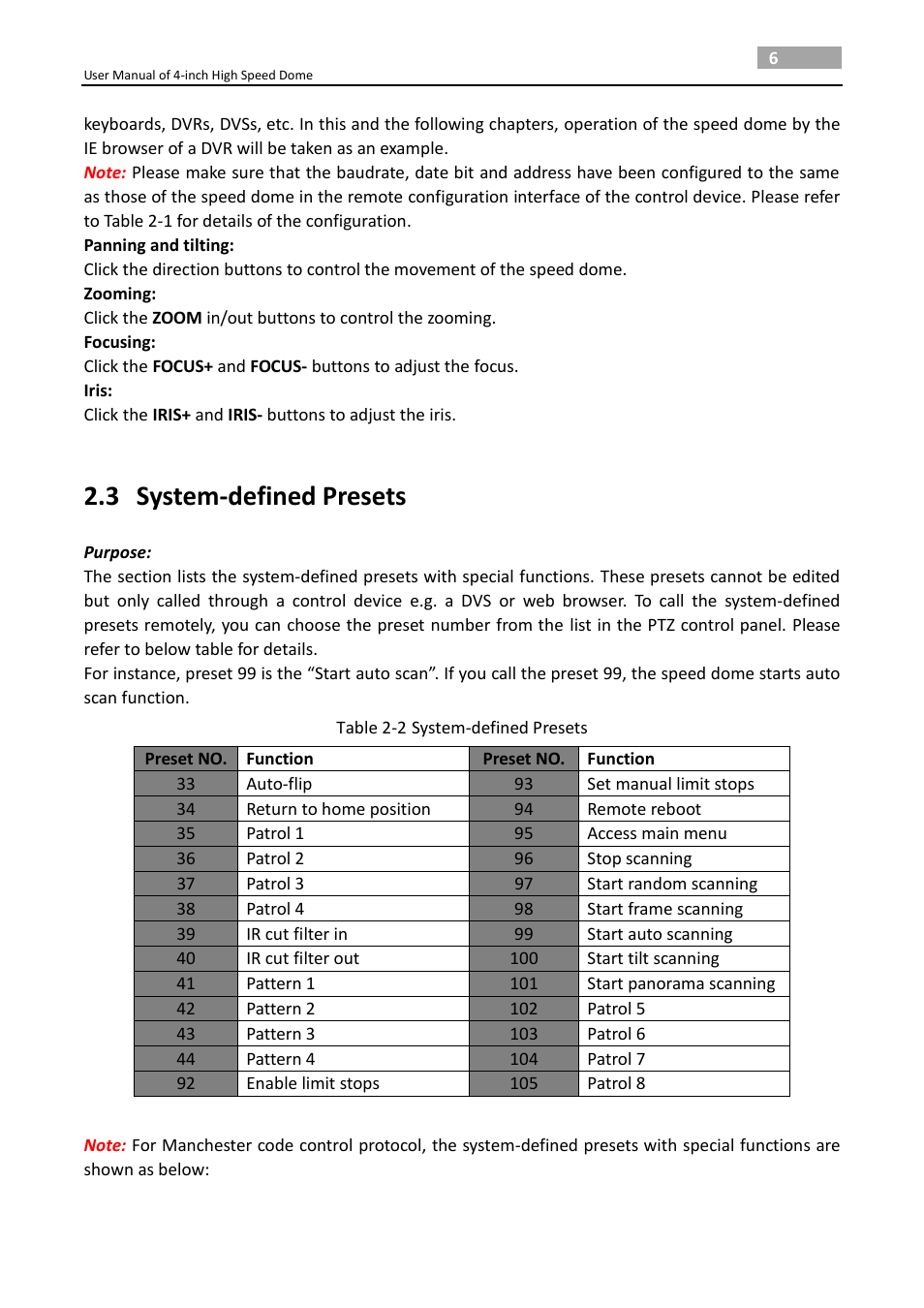 3 system-defined presets, System-defined presets | LT Security PTZ217X12 User Manual User Manual | Page 15 / 51