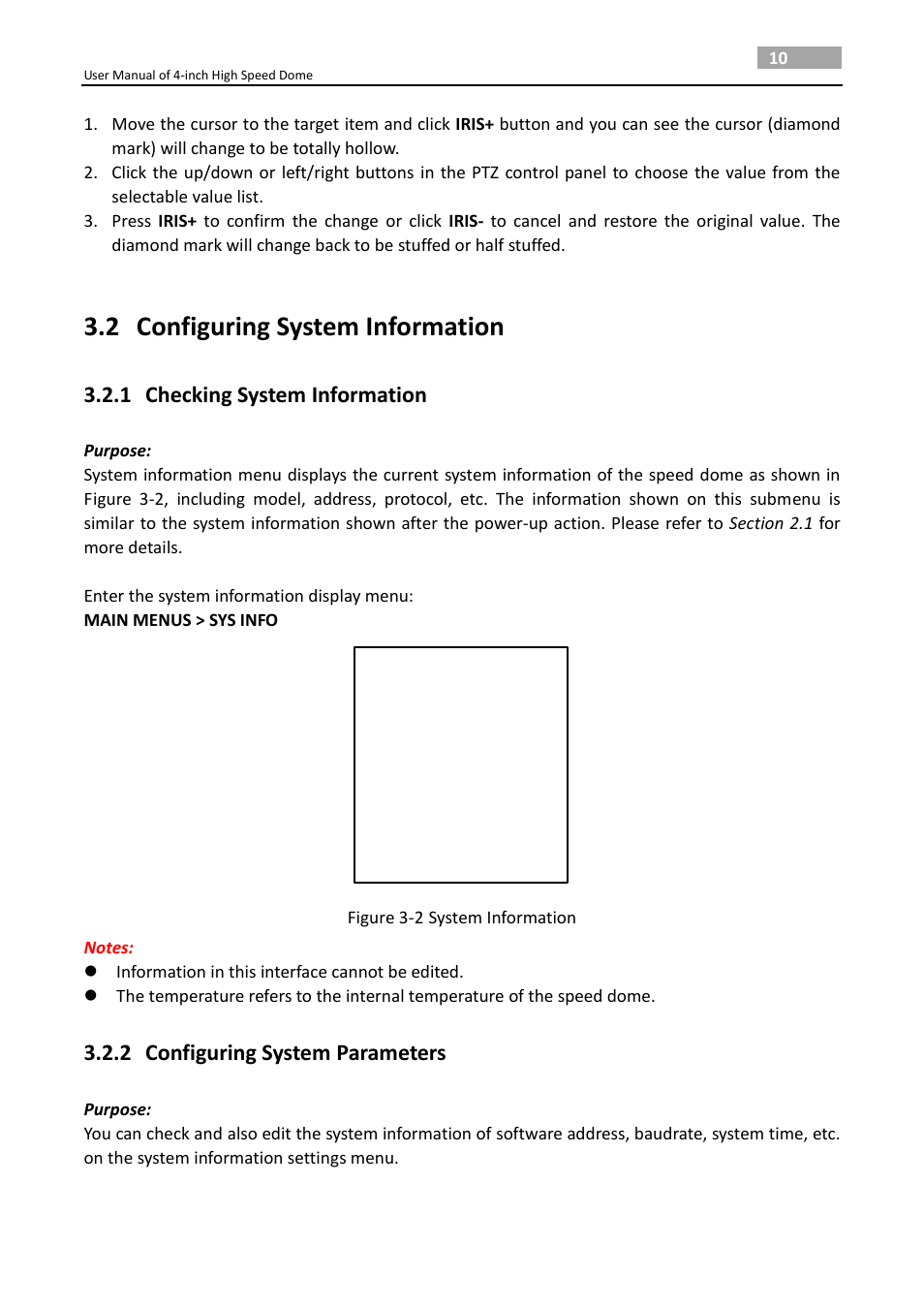 2 configuring system information, 1 checking system information, 2 configuring system parameters | Configuring system information, Checking system information, Configuring system parameters | LT Security PTZ217X12 User Manual User Manual | Page 19 / 51