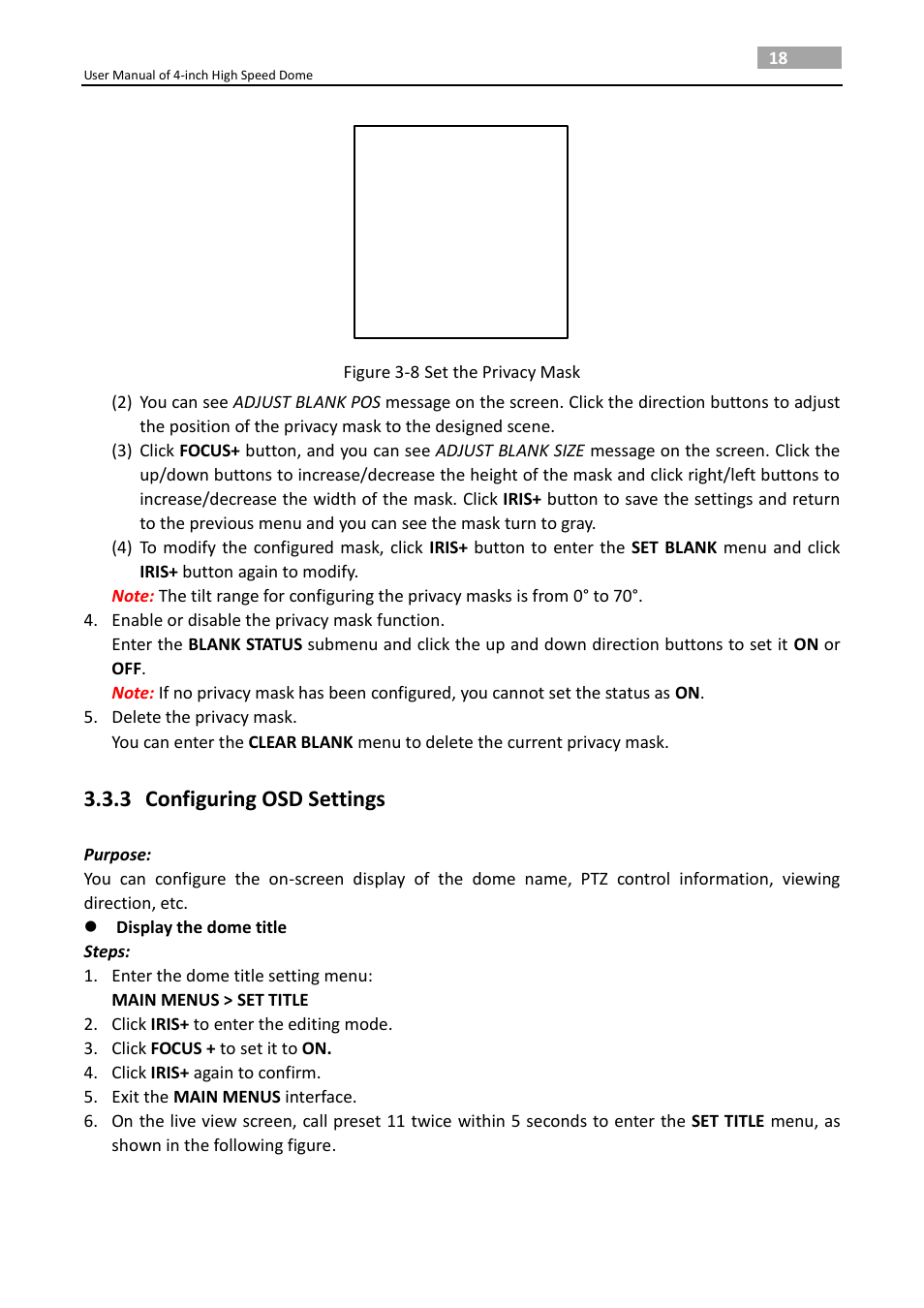 3 configuring osd settings, Configuring osd settings | LT Security PTZ217X12 User Manual User Manual | Page 27 / 51