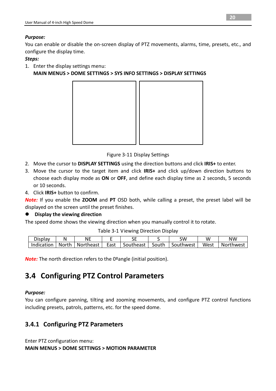 4 configuring ptz control parameters, 1 configuring ptz parameters, Configuring ptz control parameters | Configuring ptz parameters | LT Security PTZ217X12 User Manual User Manual | Page 29 / 51