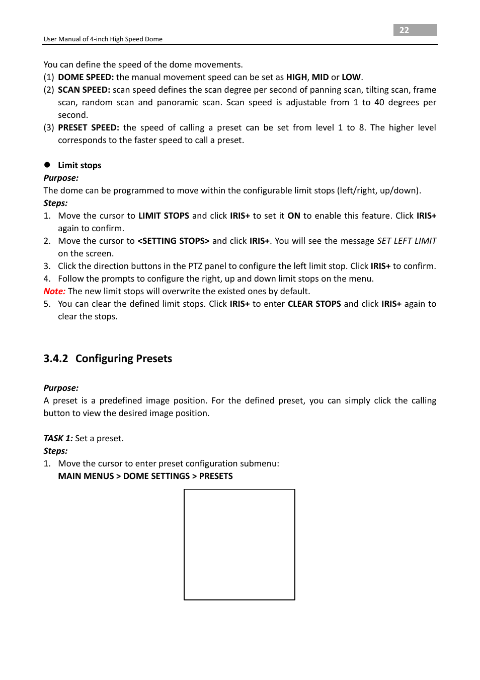 2 configuring presets, Configuring presets | LT Security PTZ217X12 User Manual User Manual | Page 31 / 51