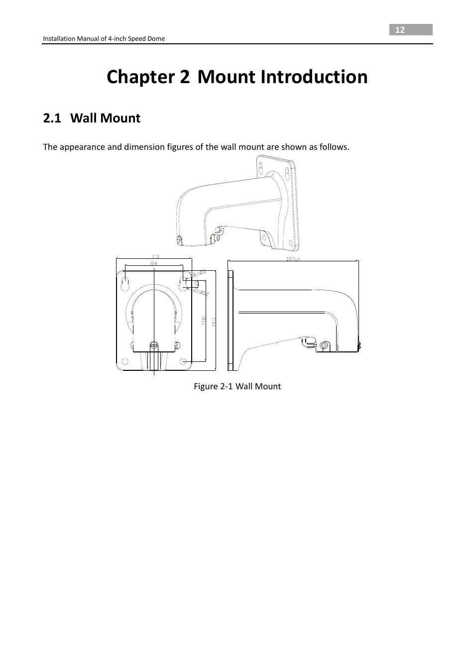 Chapter 2 mount introduction, 1 wall mount, Chapter 2 | Mount introduction, Wall mount | LT Security PTZ217X12 Installation Manual User Manual | Page 21 / 37