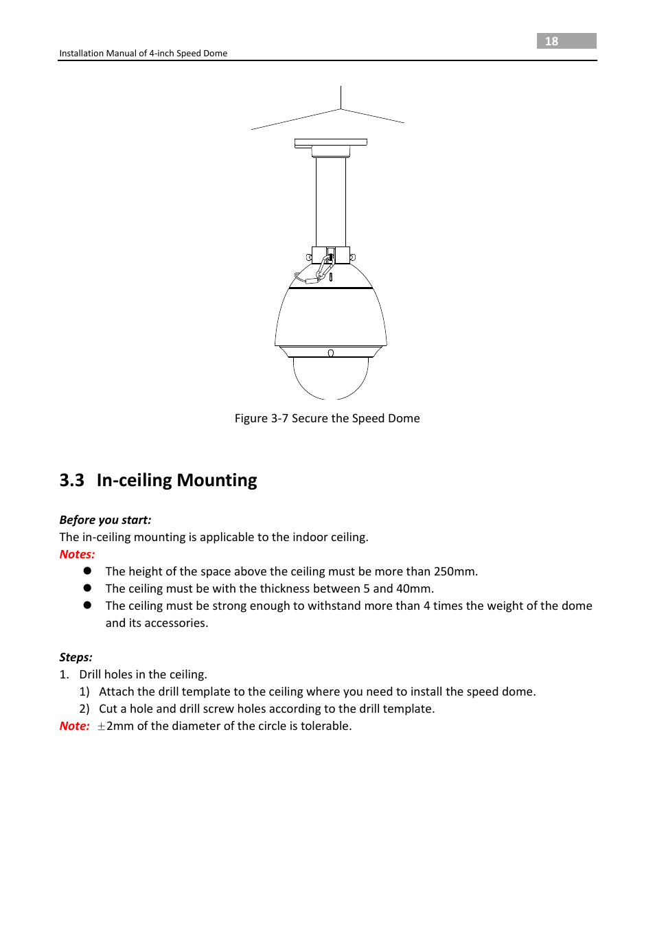 3 in-ceiling mounting, In-ceiling mounting | LT Security PTZ217X12 Installation Manual User Manual | Page 27 / 37