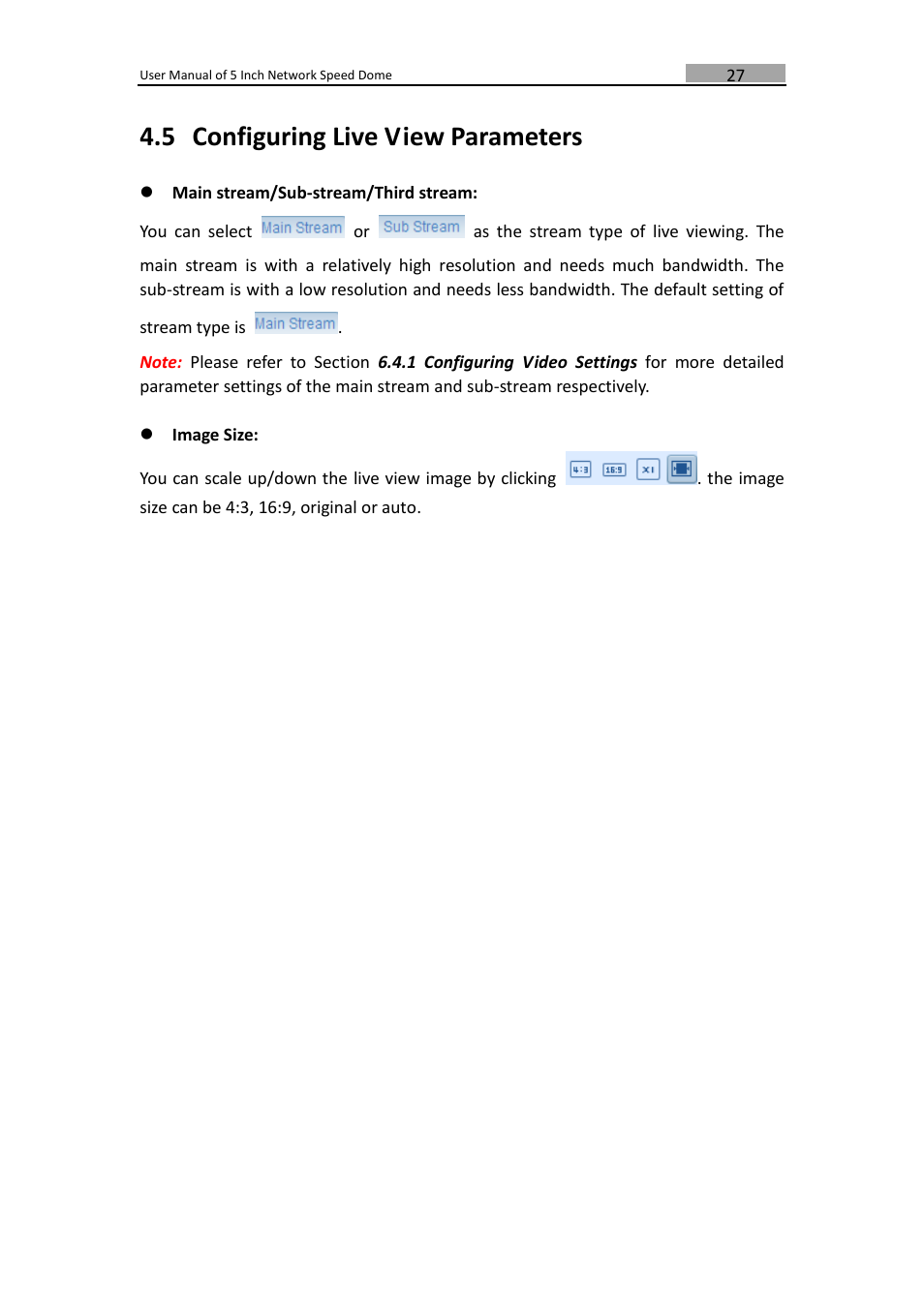 Onfiguring, Arameters, 5 configuring live view parameters | LT Security PTZIP772X20IR User Manual | Page 28 / 94