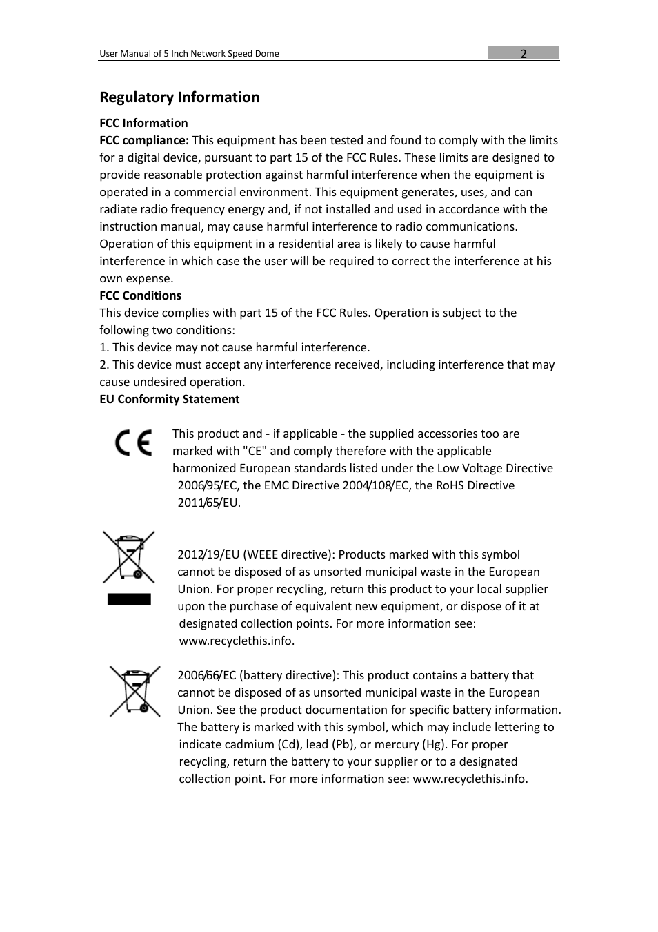 Regulatory information | LT Security PTZIP772X20IR User Manual | Page 3 / 94