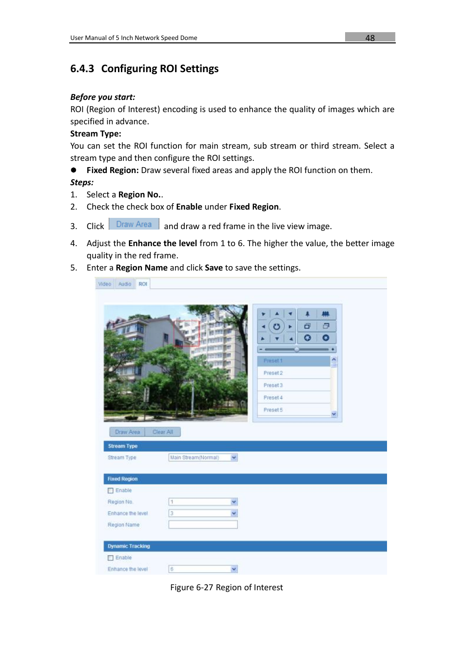 Configuring roi settings, 3 configuring roi settings | LT Security PTZIP772X20IR User Manual | Page 49 / 94