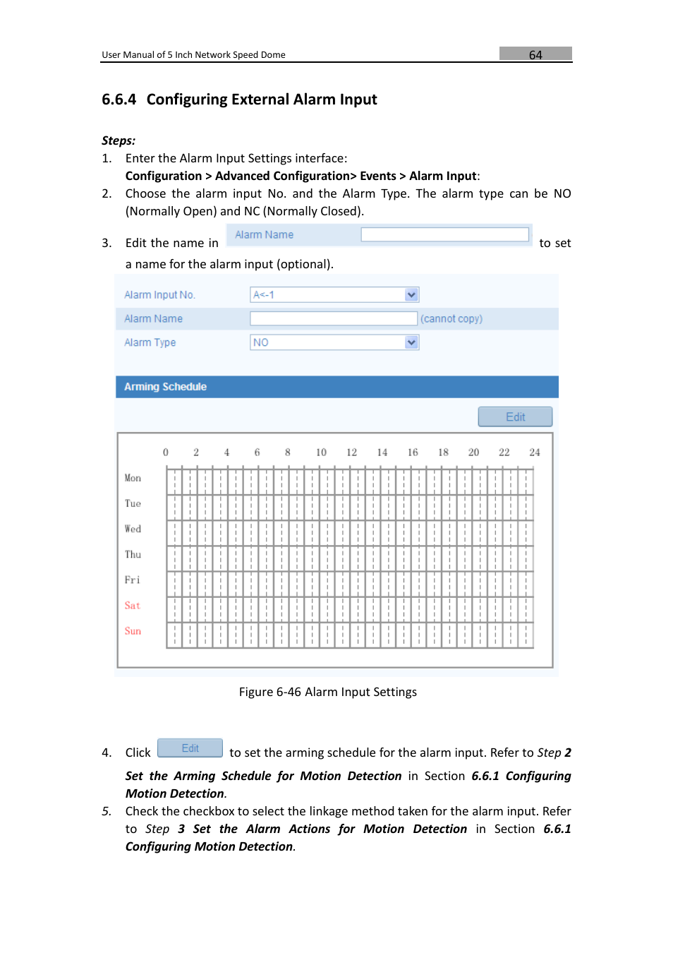 Configuring external alarm input, 4 configuring external alarm input | LT Security PTZIP772X20IR User Manual | Page 65 / 94