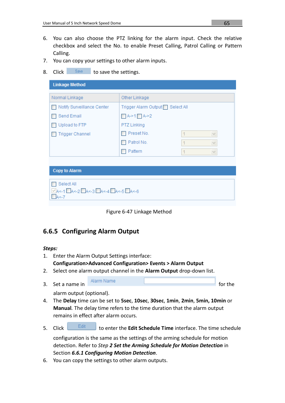 Configuring alarm output, 5 configuring alarm output | LT Security PTZIP772X20IR User Manual | Page 66 / 94