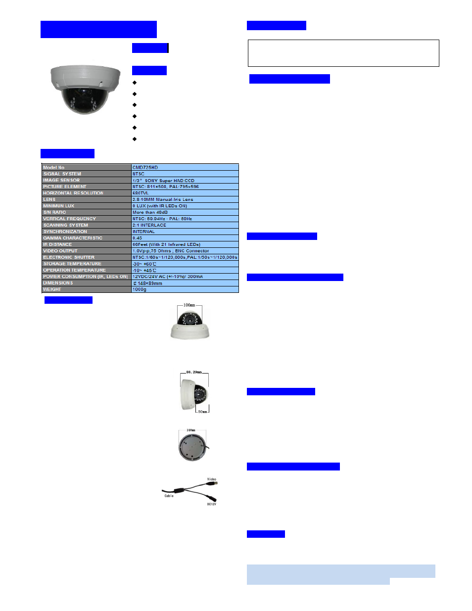 LT Security CMD725HD User Manual | 2 pages