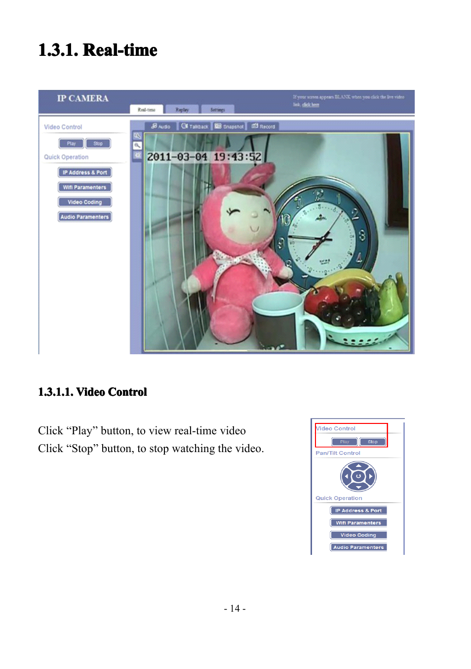 Real-time, Videocontrol, Video | Video control, Control | LT Security IP85PW User Manual | Page 14 / 71