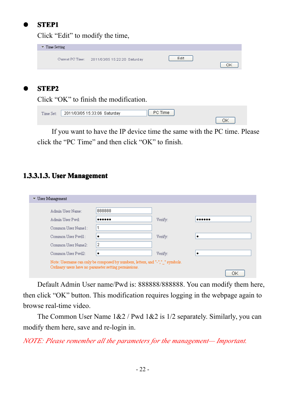 Usermanagement, User, User management | Management | LT Security IP85PW User Manual | Page 22 / 71
