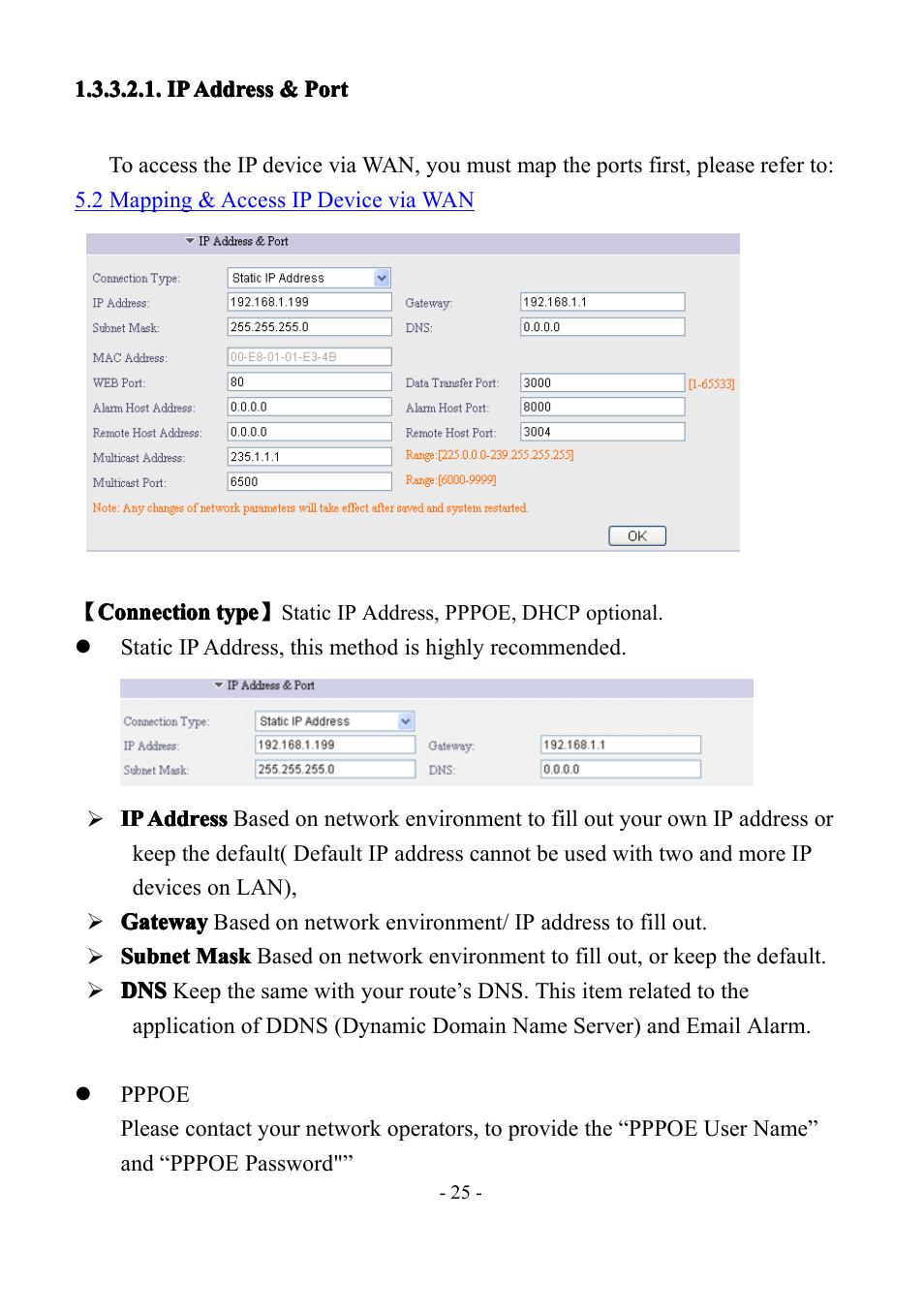 Ipaddress&port, Ip address, Address | Port | LT Security IP85PW User Manual | Page 25 / 71