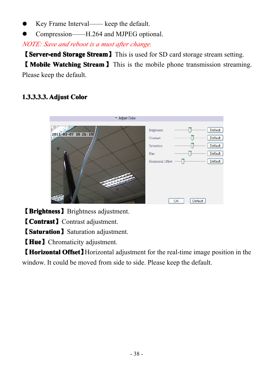 Adjustcolor, Adjust, Adjust color | Color | LT Security IP85PW User Manual | Page 38 / 71