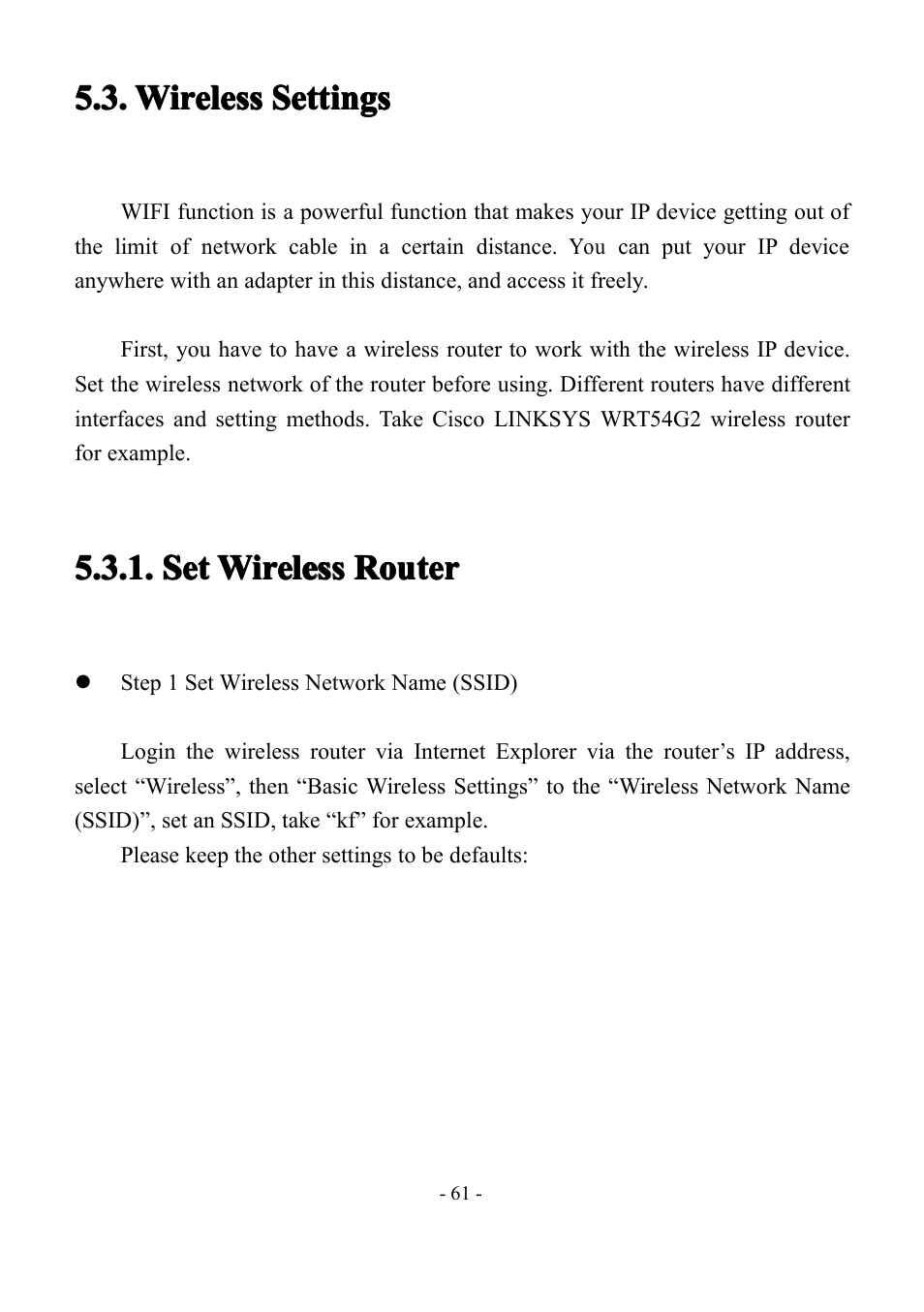 Wirelesssettings, Setwirelessrouter, Wireless | Wireless settings, Settings, Set wireless, Wireless router, Router | LT Security IP85PW User Manual | Page 61 / 71