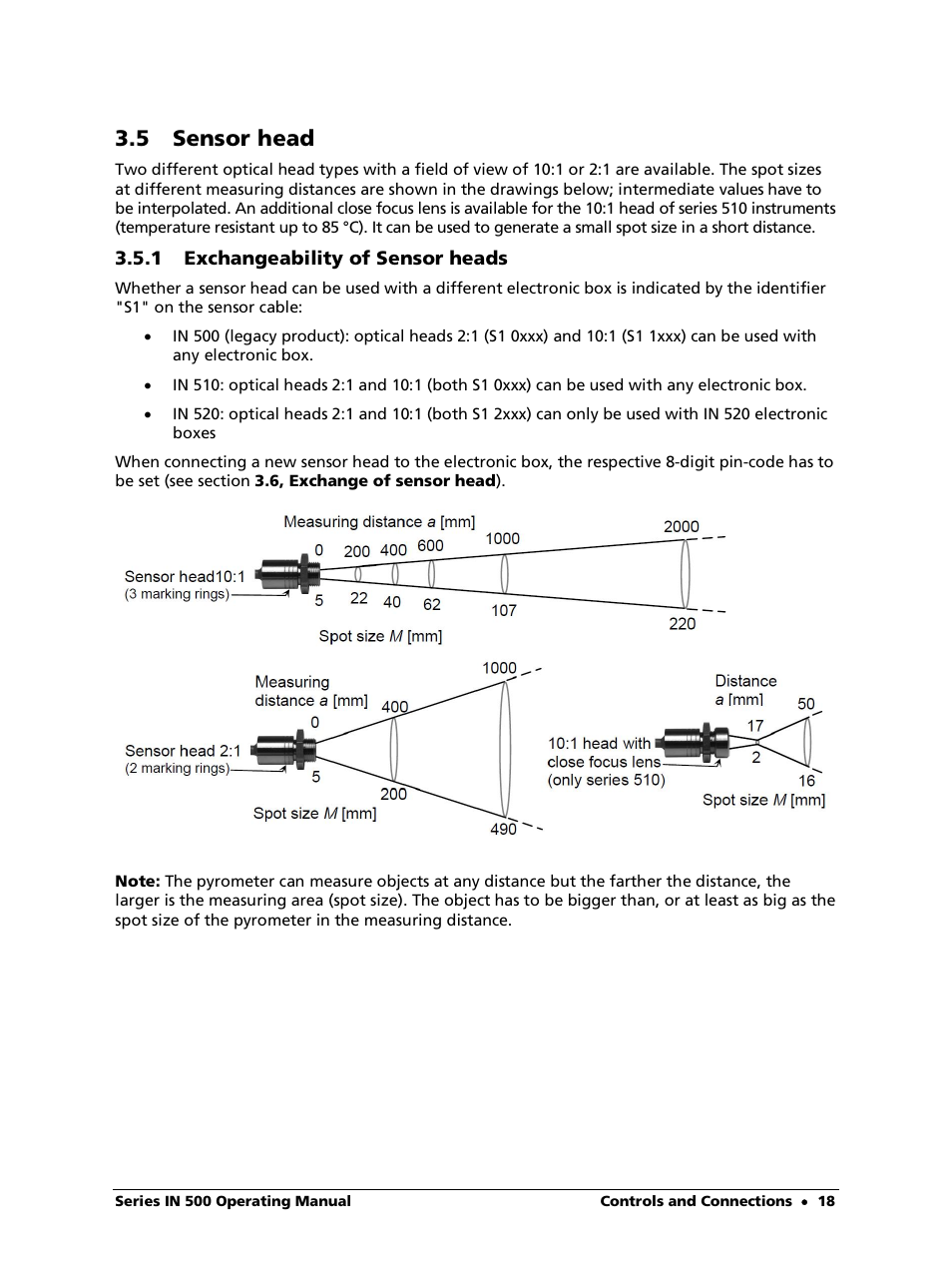 5 sensor head, 1 exchangeability of sensor heads | LumaSense Technologies IN 520 User Manual | Page 18 / 38