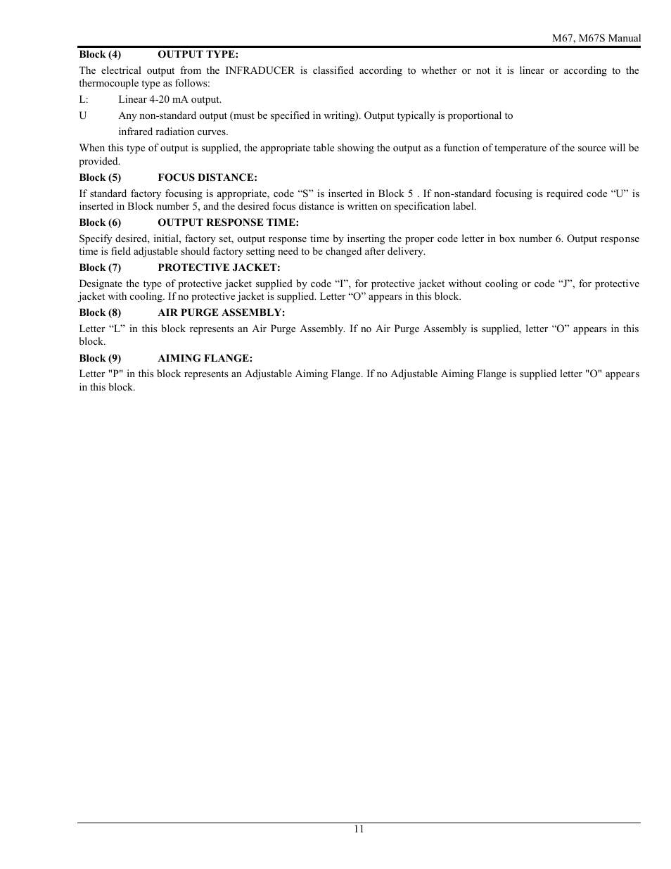 LumaSense Technologies M67 User Manual | Page 12 / 52
