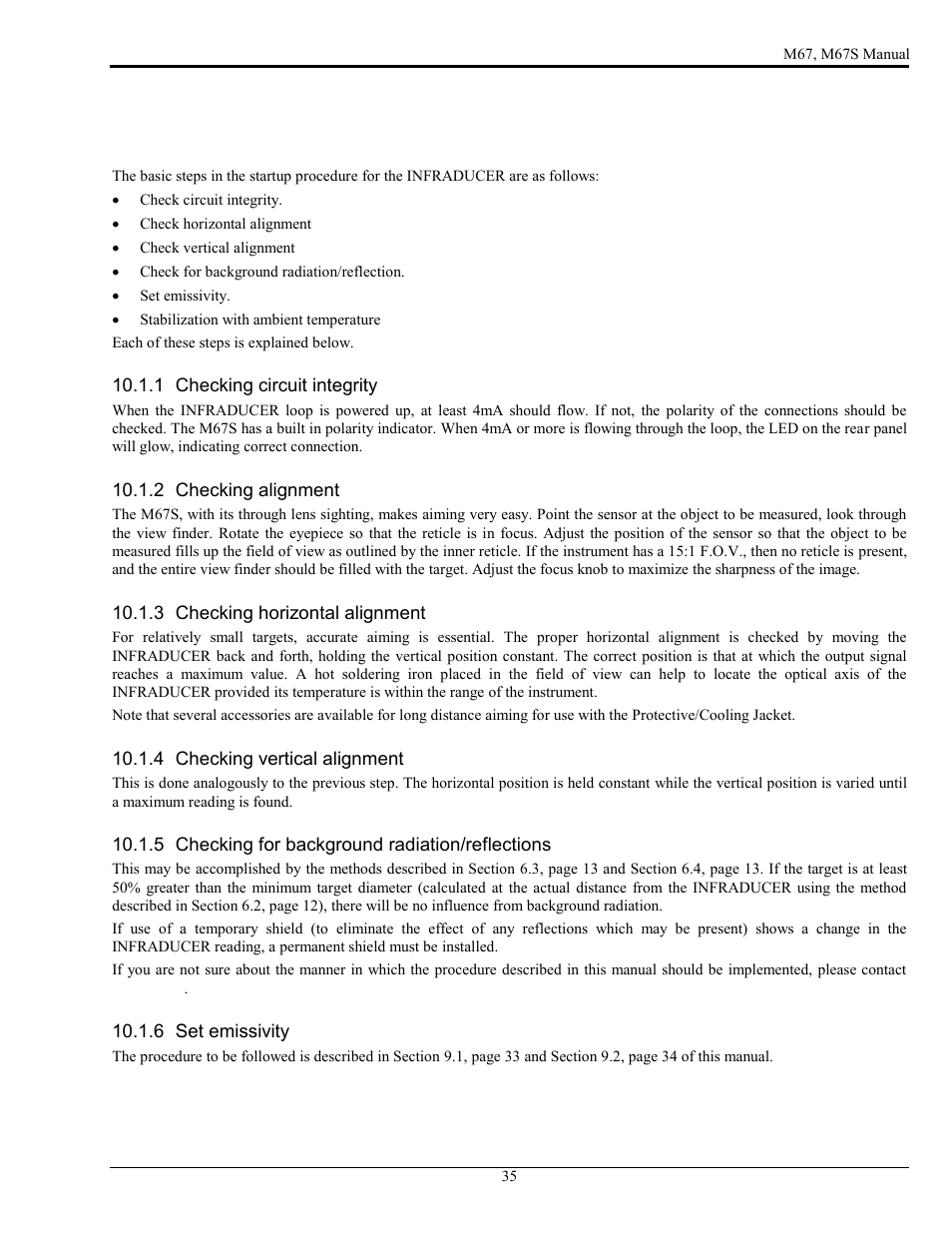 Operation | LumaSense Technologies M67 User Manual | Page 36 / 52