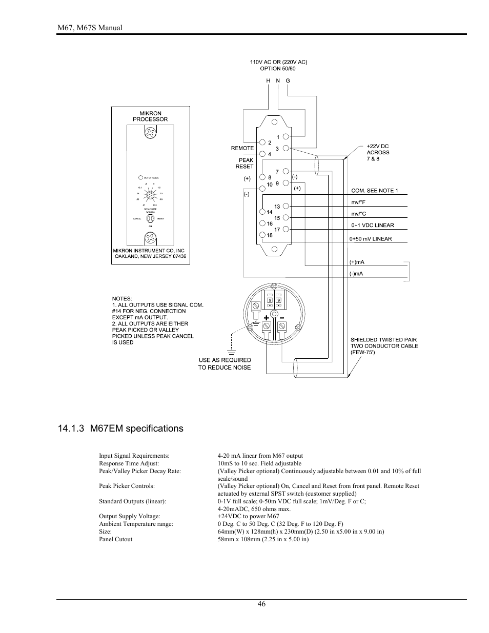 3 m67em specifications | LumaSense Technologies M67 User Manual | Page 47 / 52