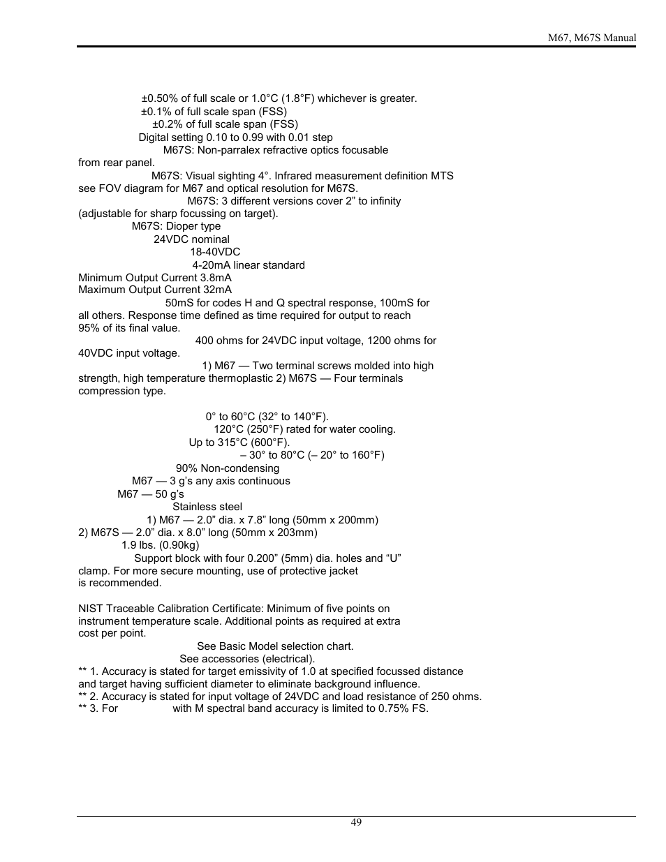 LumaSense Technologies M67 User Manual | Page 50 / 52