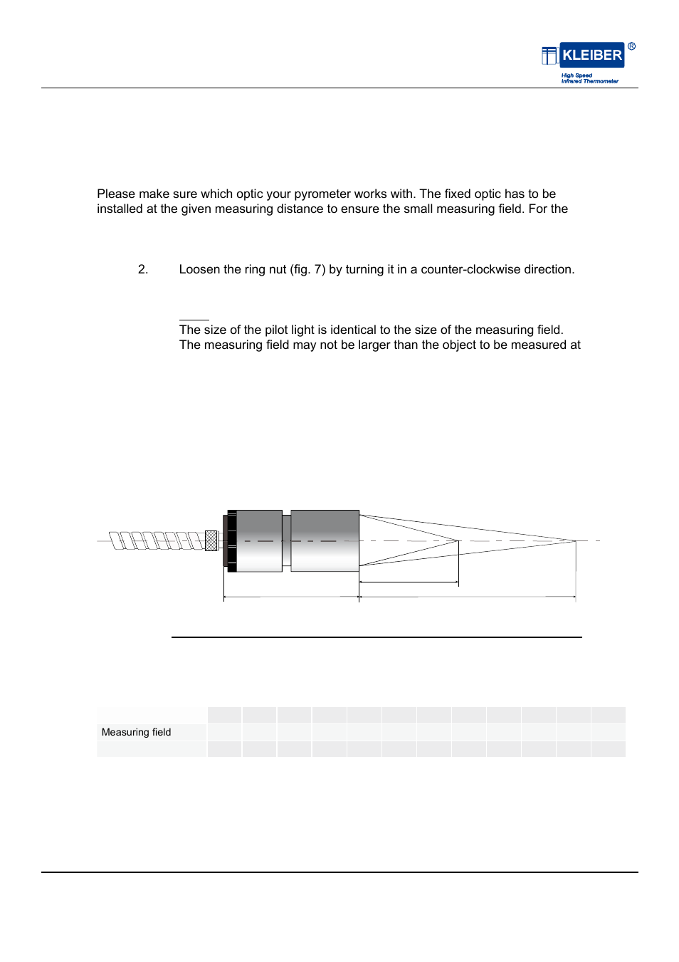 7operation of the pyrometer, 1 setting the optic | LumaSense Technologies IGA 740-LO User Manual | Page 21 / 28